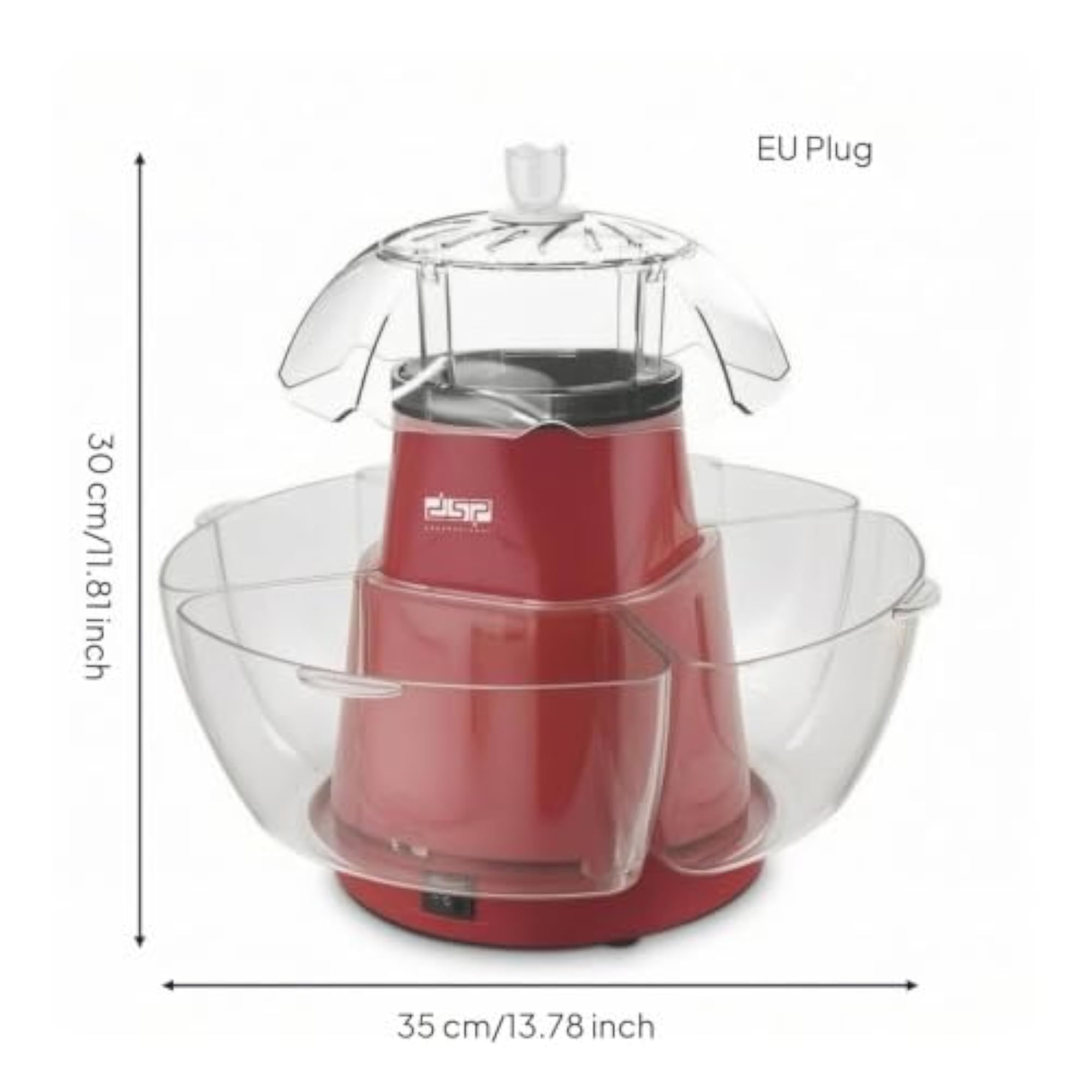 Red Body Popcorn Machine with Bowls Transparent Lid